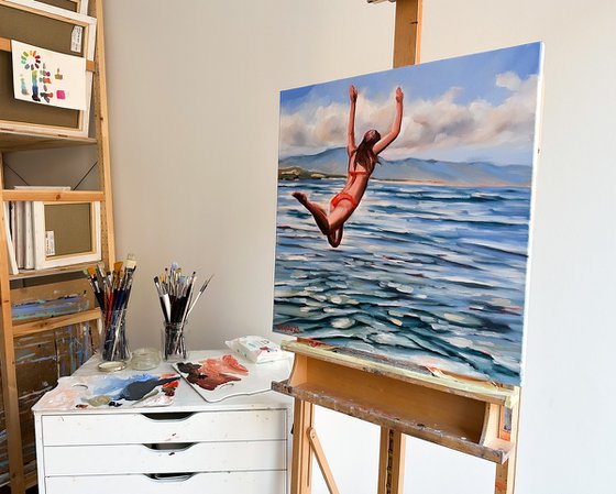 Jumping in Ocean