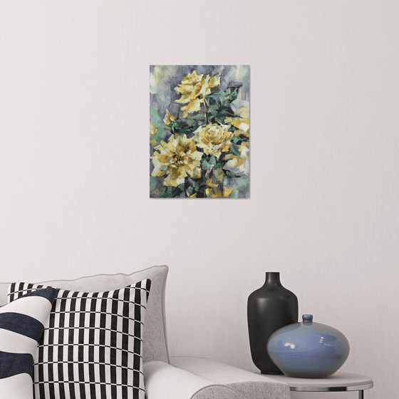 Yellow roses. one of a kind, original artwork, handmade art.