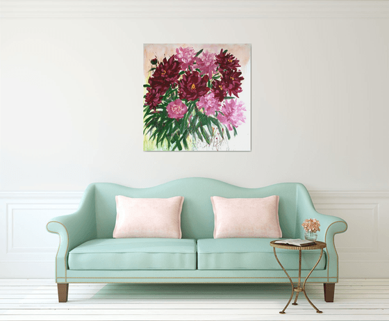 Peonies I /  ORIGINAL ACRYLIC PAINTING