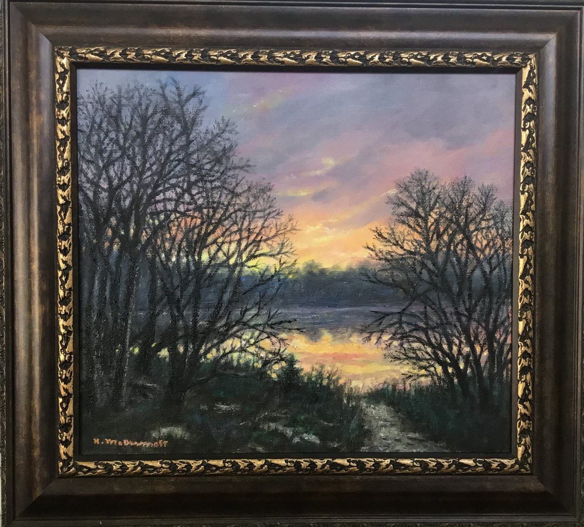 Impressionistic Landscape Oil Painting By Kathleen Mcdermott, 22 X 20", Down By The River, Original Artwork