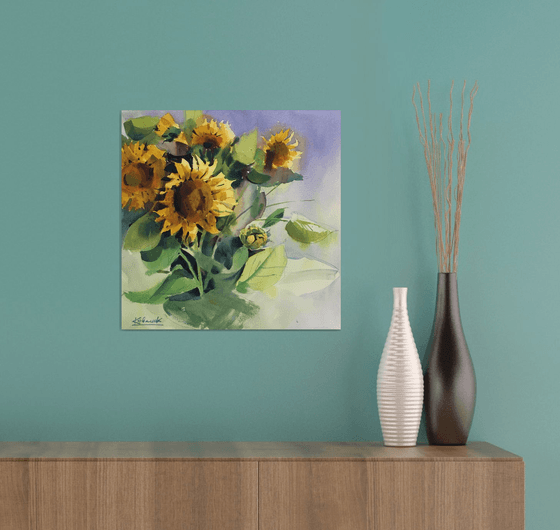 Sunflowers watercolor painting