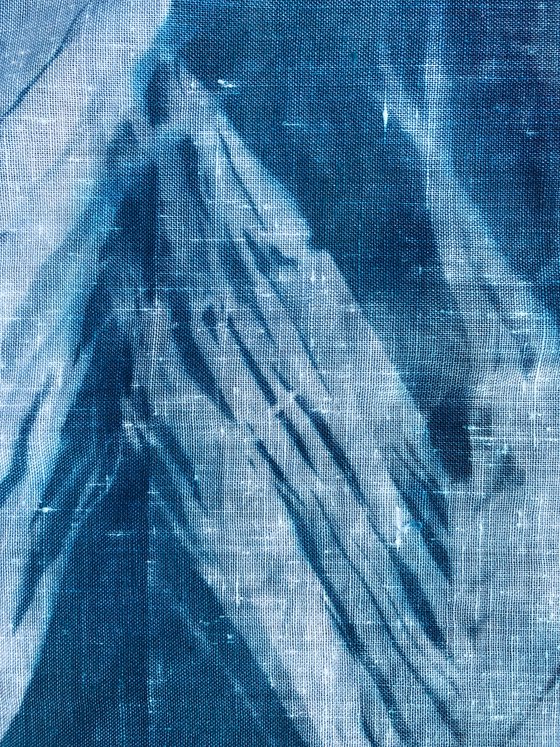 Palms on linen- cyanotype print