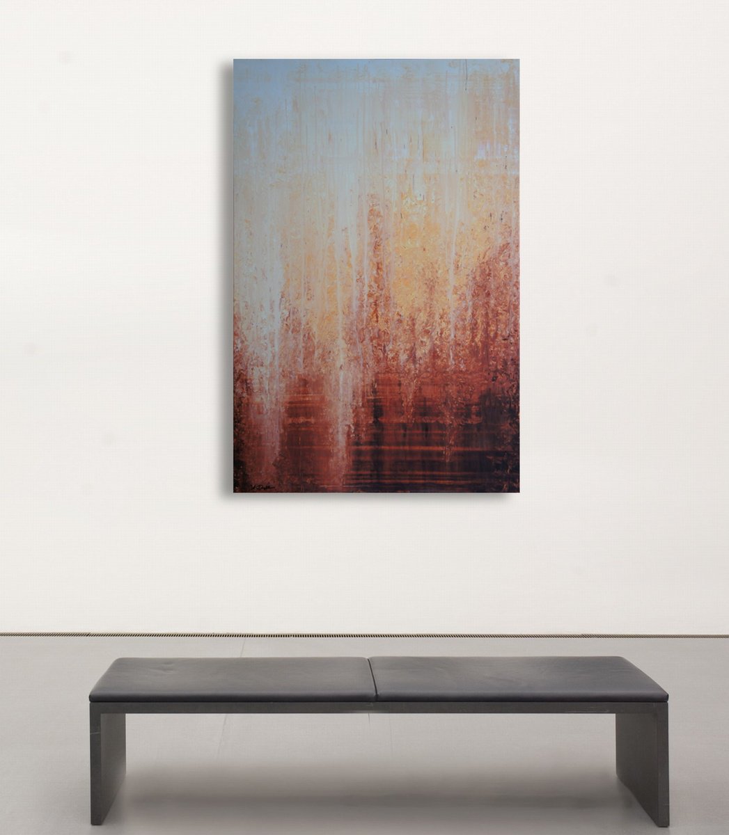 Abstract Acrylic Painting By Ansgar Dressler, 31 X 47, The Southwest Diary, Original Artwork