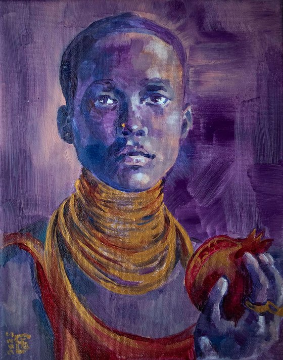Girl with golden garnet