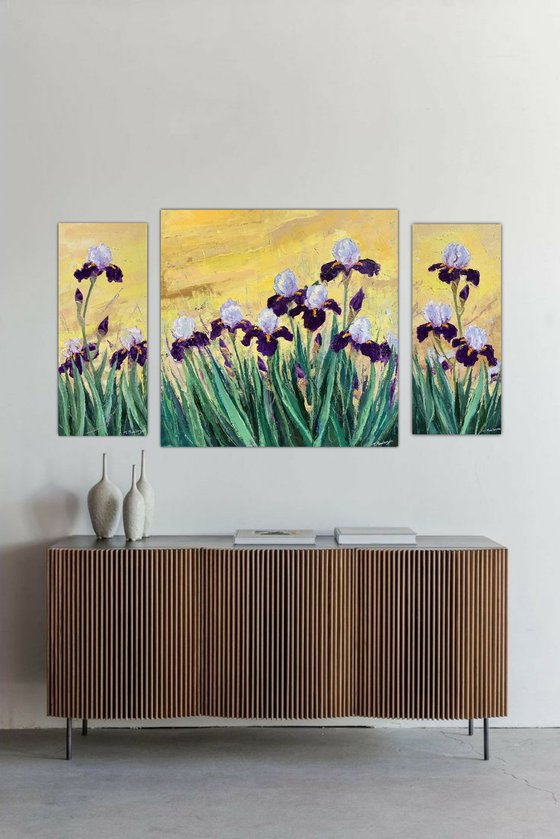 Irises at Sunrise A2,A1,A3   80x140cm