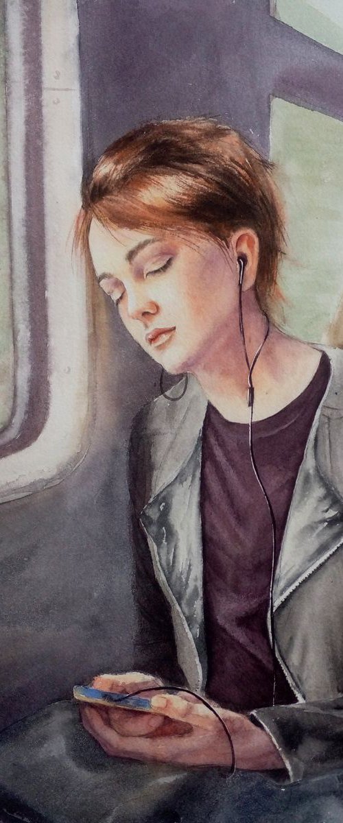 Portrait of a Beautiful Strang by Olga Beliaeva Watercolour