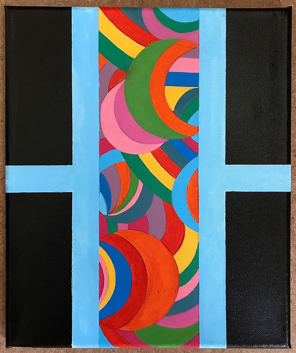 Geometric Abstract Acrylic Painting By Pete Davies, 10 X 12", Candy Jar, Original Artwork