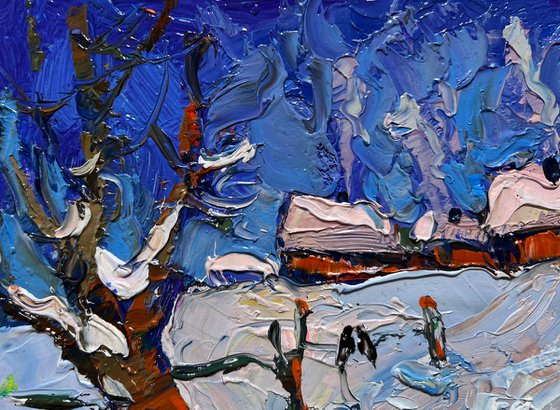 Snowy streets of the village