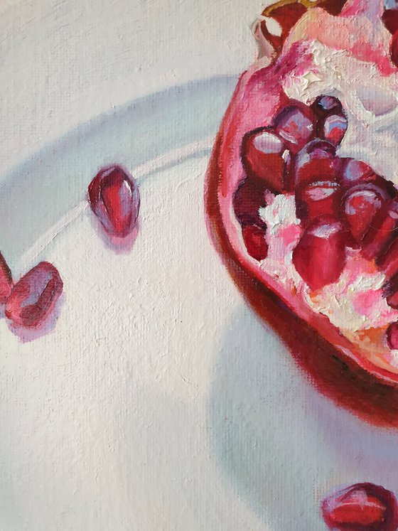 "Secret passions."  pomegranate still life  liGHt original painting  GIFT (2021)