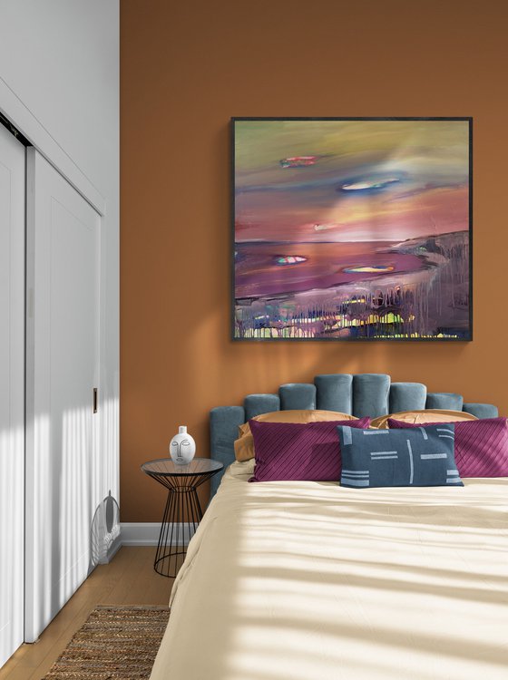 Xl Big painting - "Summer ocean" - Landscape - Seascape - Minimalism - Sea - Ocean - Sunset