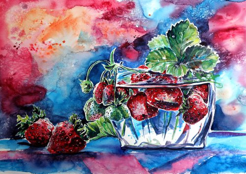 Still life with strawberry by Kovács Anna Brigitta