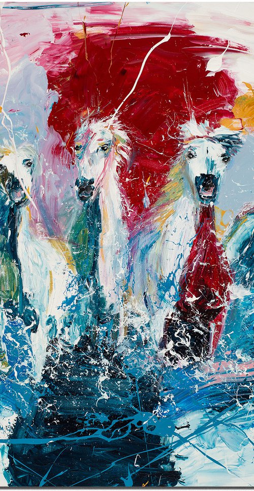 Horse painting - WILD HORSES II 80 x 100 cm. | 31.5"x 39.37" Equine art by Oswin Gesselli by Oswin Gesselli