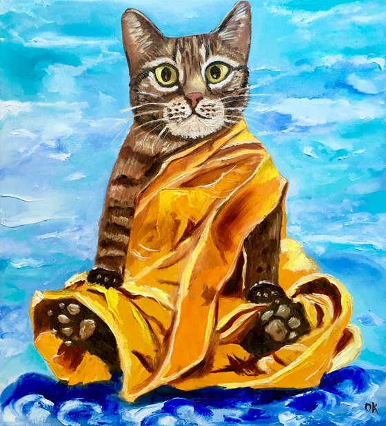 Buddhist cat bringing peace and tranquility of mind