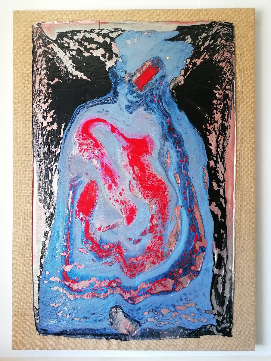 Surrealistic Abstract Painting By Stefano Mazzolini, 35 X 47", Sanm, Original Artwork