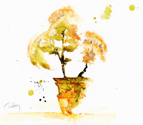 Pot and Orange Flowers by Alex Tolstoy