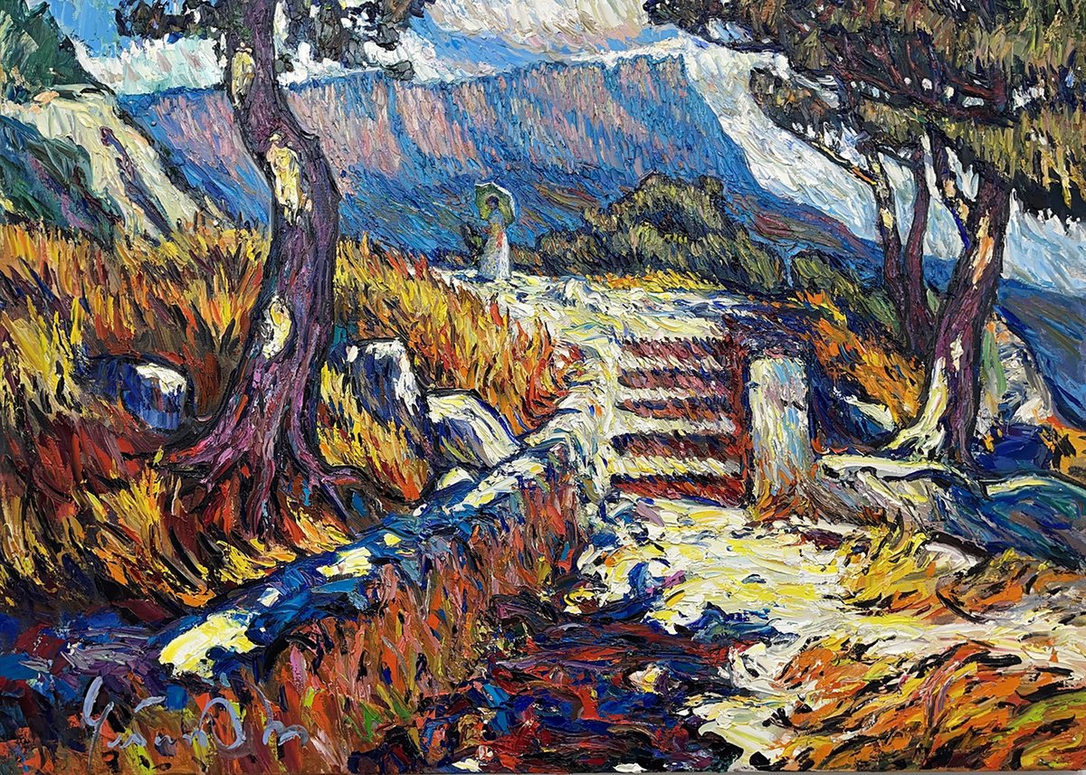Impressionistic Landscape Oil Painting By Andrii Chebotaru, 55 X 39, Stroll. Simeiz. Crimea. - 39.3 Inch X 55.1 Inch, Artfinder