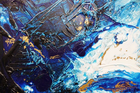 Admiralty Sapphire 200cm x 80cm Blue Gold Textured Abstract Art