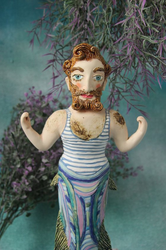 Hipster Merman,  Wall sculpture by Elya Yalonetski.