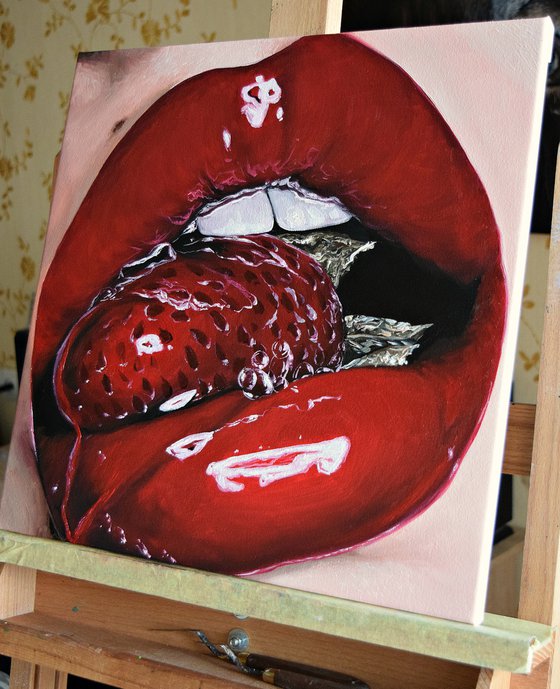 Red Lips with strawberry