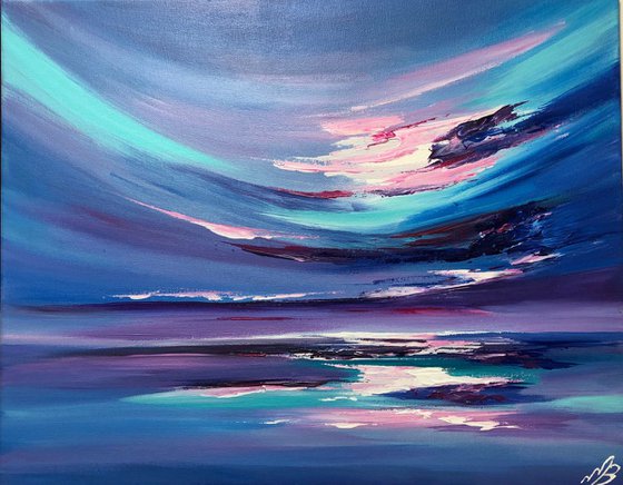 Abstract seascape in blues and turquoise