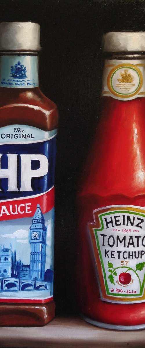 Saucy! Heinz and HP still life by Jane Palmer Art
