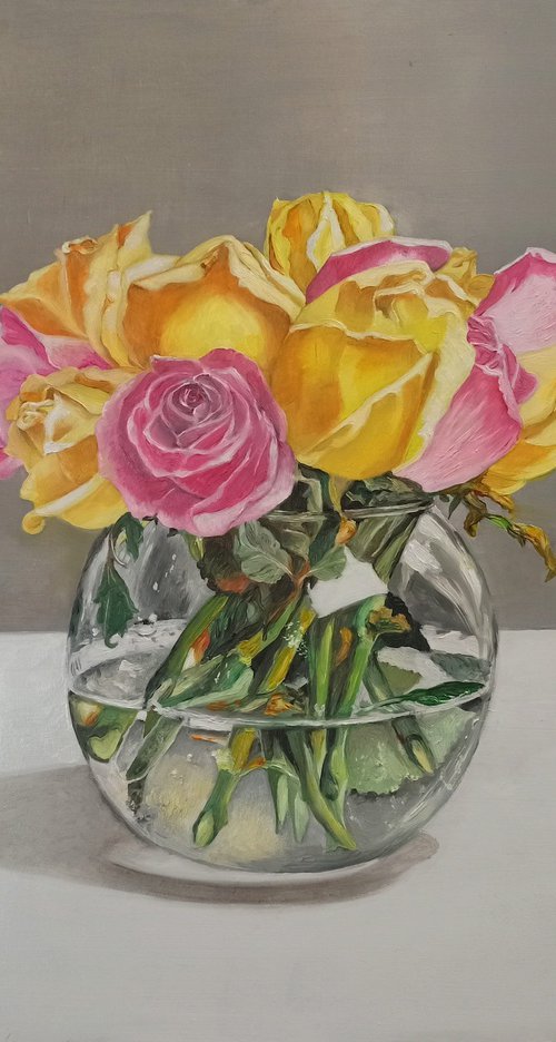 Still life with roses by Anna Rita Angiolelli