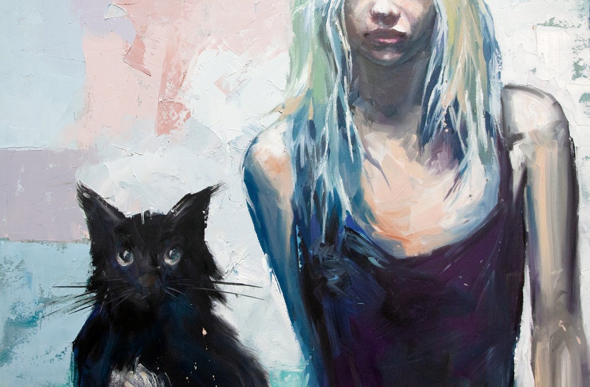 Impressionistic Portrait Oil Painting By Alexandr Klemens, 31 X 39, Mystical Duality: A Celtic Tale, Original Artwork