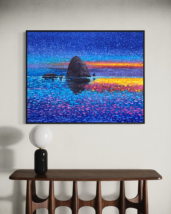 Oregon coast, blue sunset