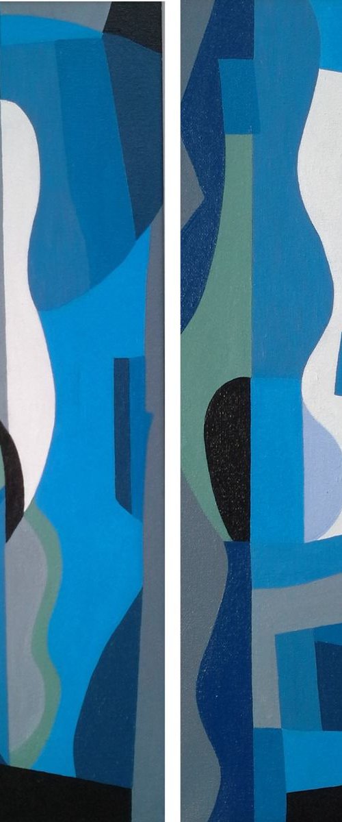 Blue Interlude 1 and 2 (two paintings) by Paul Heron