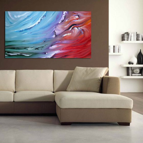 Dualism, 102x54 cm, LARGE XXL, Original abstract painting, oil on canvas