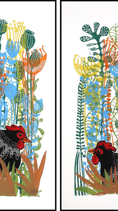 Happy Hens, print set by Mariann Johansen-Ellis