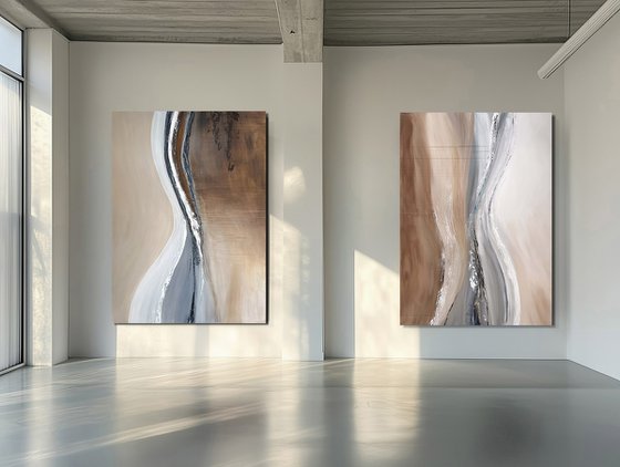 Diptych Sculpted Lines of Sand