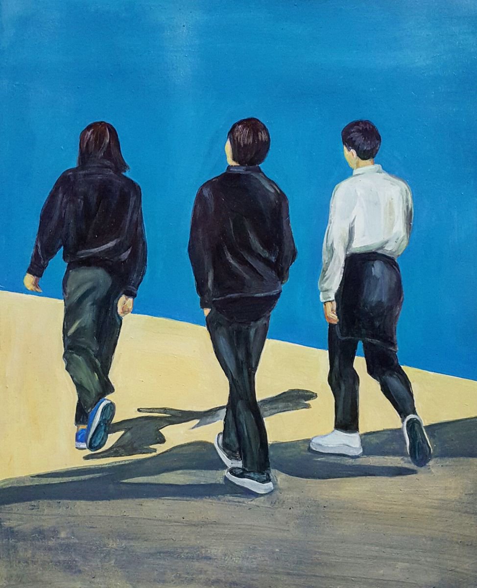 Three Boys Walking by Samantha Han