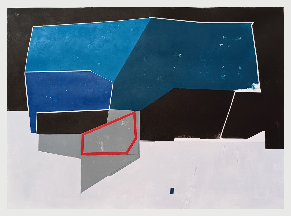 Geometric Abstract Acrylic Painting By Luis Medina, 30 X 22", 23604C, Original Artwork