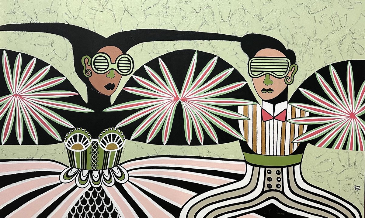 Surrealistic Portrait Acrylic Painting By Diana Rosa, 48 X 30, An Enormous Sleeve, Original Artwork