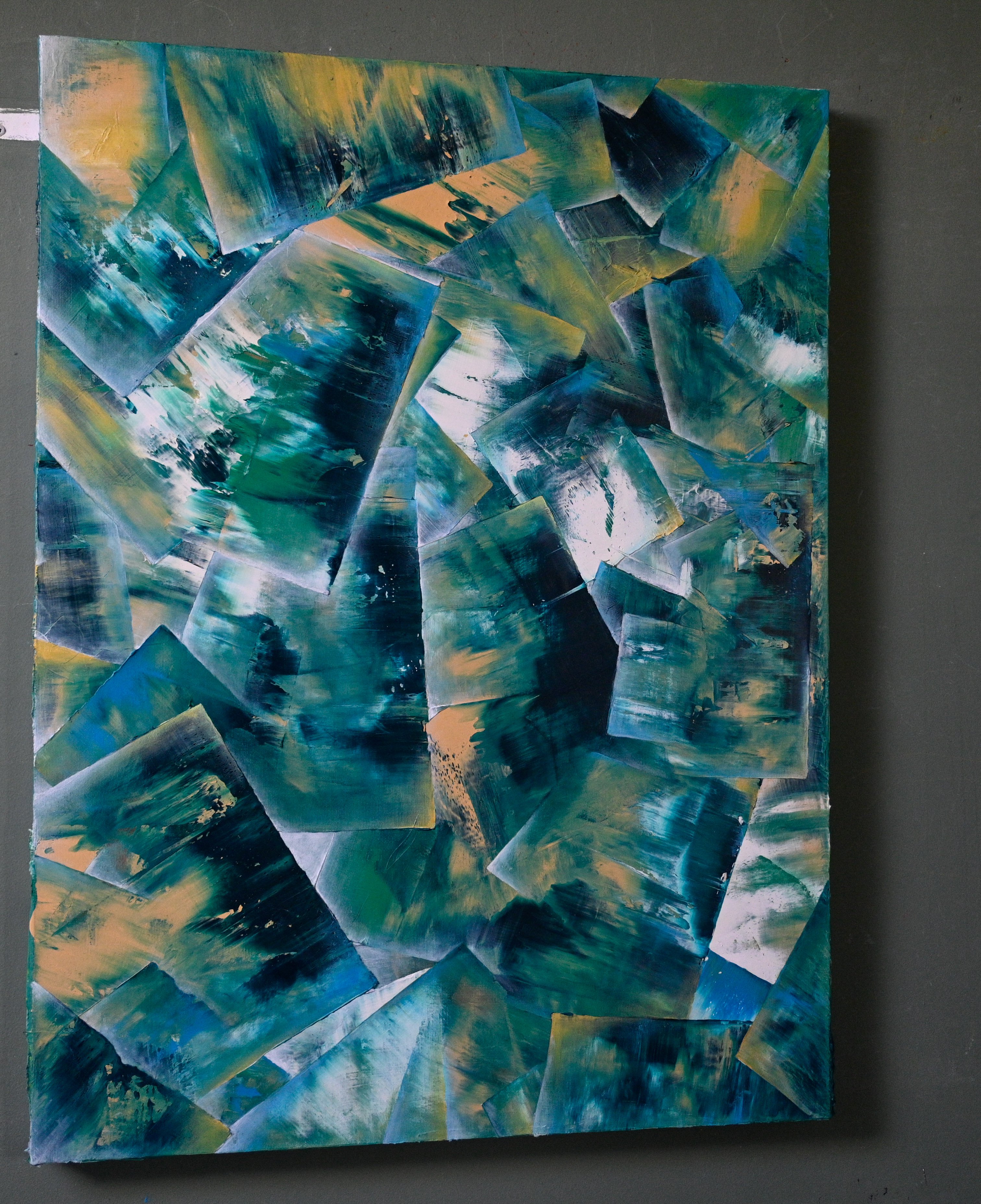 Geometric Abstract Oil Painting By Giuseppe Pastore, 24 X 31, Dialogo [..] Del Bello, Original Artwork