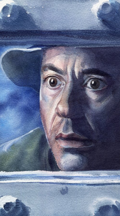 Watercolor portrait of Robert Downey Jr. as Sherlock Holmes by SVITLANA LAGUTINA