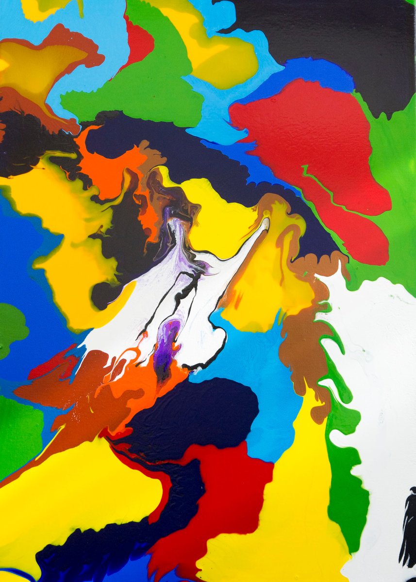 Abstract Acrylic Painting By Km Arts, 20 X 28", A Moment In Time, Original Artwork