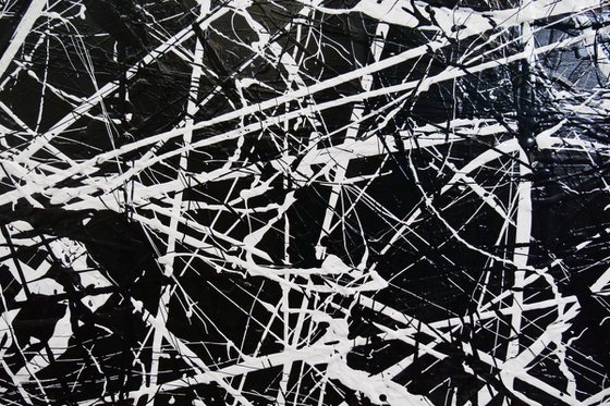 Scatter Brain Squared 150cm x 150cm Black White Textured Abstract Art