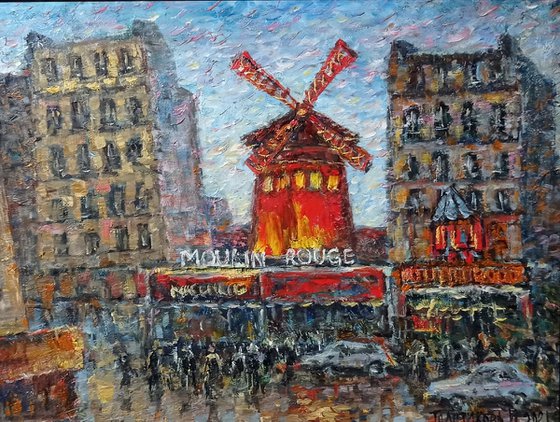 Moulin rouge. Lights of Paris at night