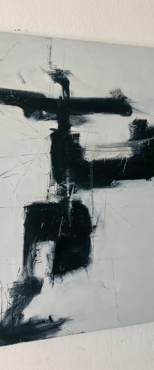 The first sonnet. Black and white abstract painting. by Ilaria Dessí