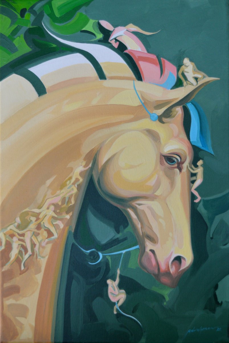 Surrealistic Animal Acrylic Painting By Grama Gabriel, 16 X 24, Mythoplasies 2, Original Artwork