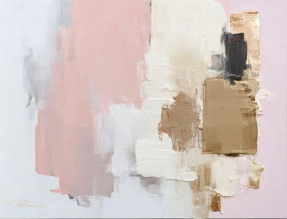 Large Pink and Gold Abstract