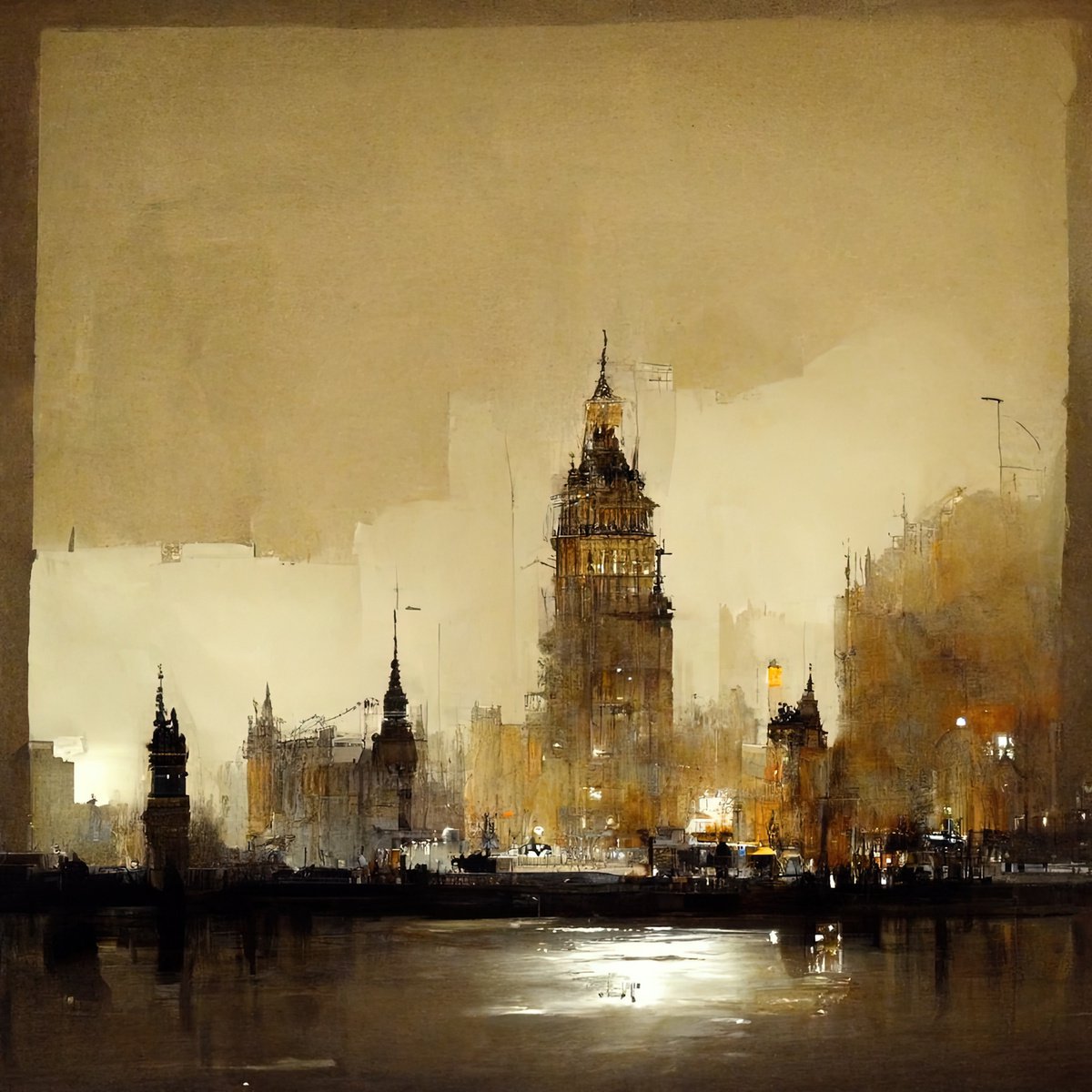 Digital Painting Abstract London v1 by Yulia Schuster