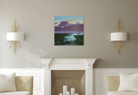 Purple Sky 30x30" 76x76cm Contemporary Art by Bo Kravchenko