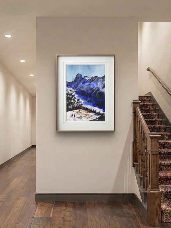 Skiers in the Alpine mountains