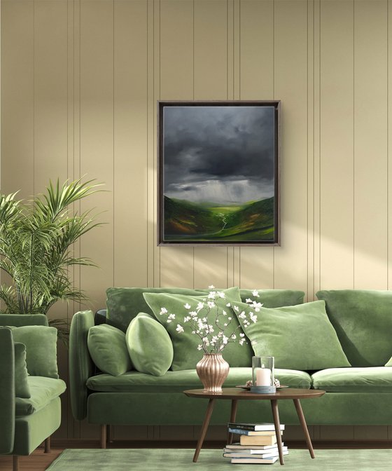 Illuminated Valley, Original oil painting