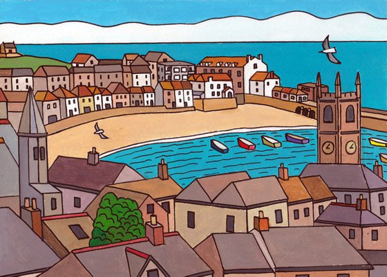 "St Ia church and harbour, St Ives"