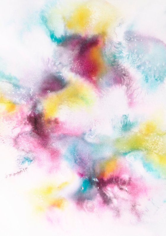 Abstract floral watercolor painting "Rainbow flowers"