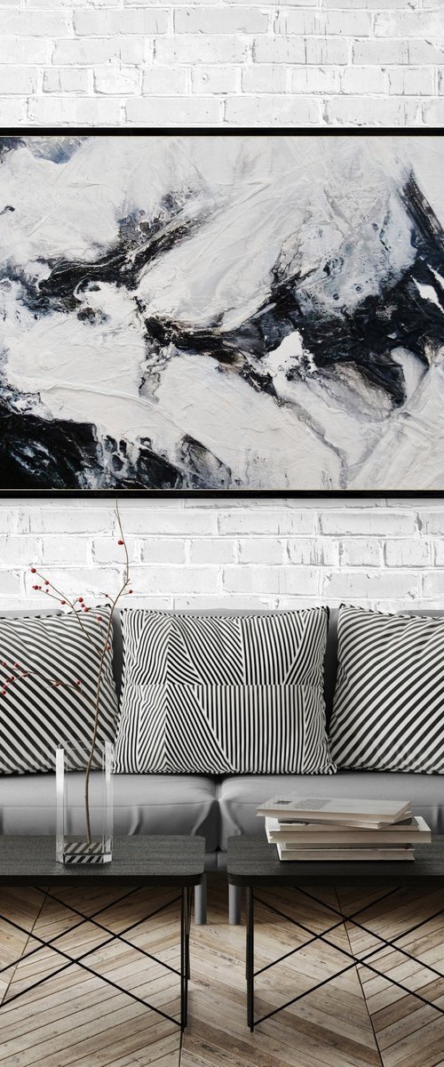 Black Pearl 200cm x 80cm Textured Abstract Art by Franko